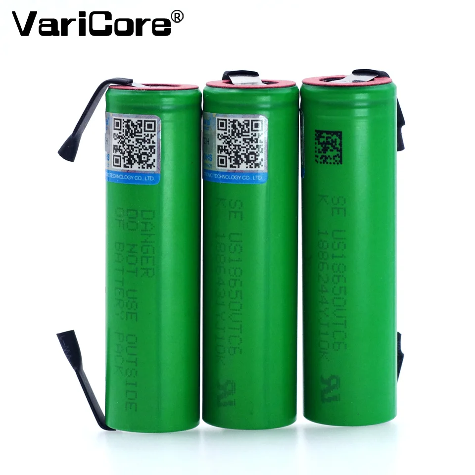 

VariCore VTC6 3.7V 3000 mAh 18650 Li-ion Rechargeable Battery 30A Discharge for US18650VTC6 batteries + DIY Nickel Sheets