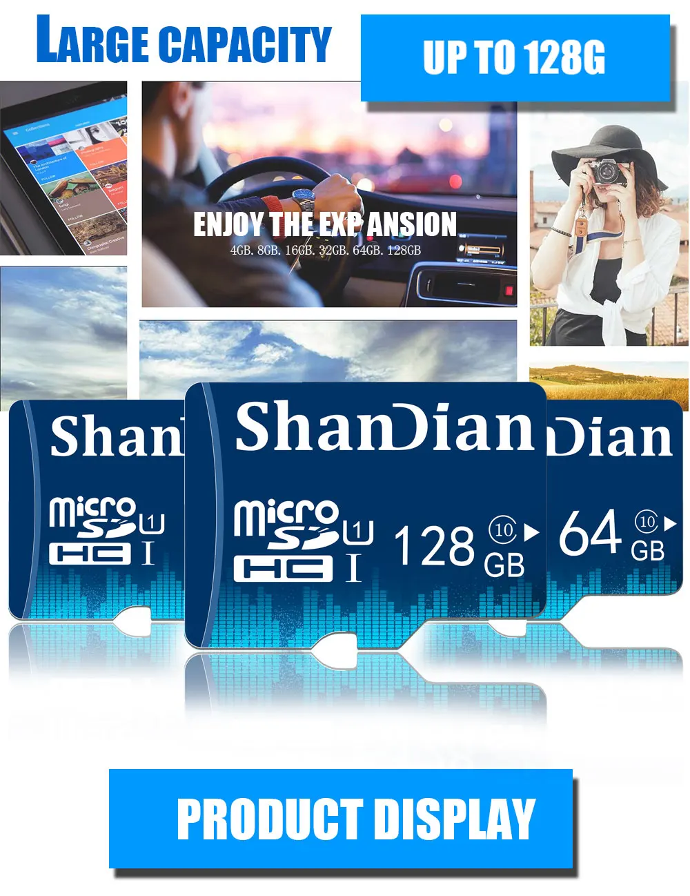 SHANDIAN Micro sd карта памяти 8 ГБ 16 ГБ 32 ГБ mini sd 128 Гб 64 Гб Micro Sd карта cartao de memoria 64 ГБ TF карта с бесплатным адаптером