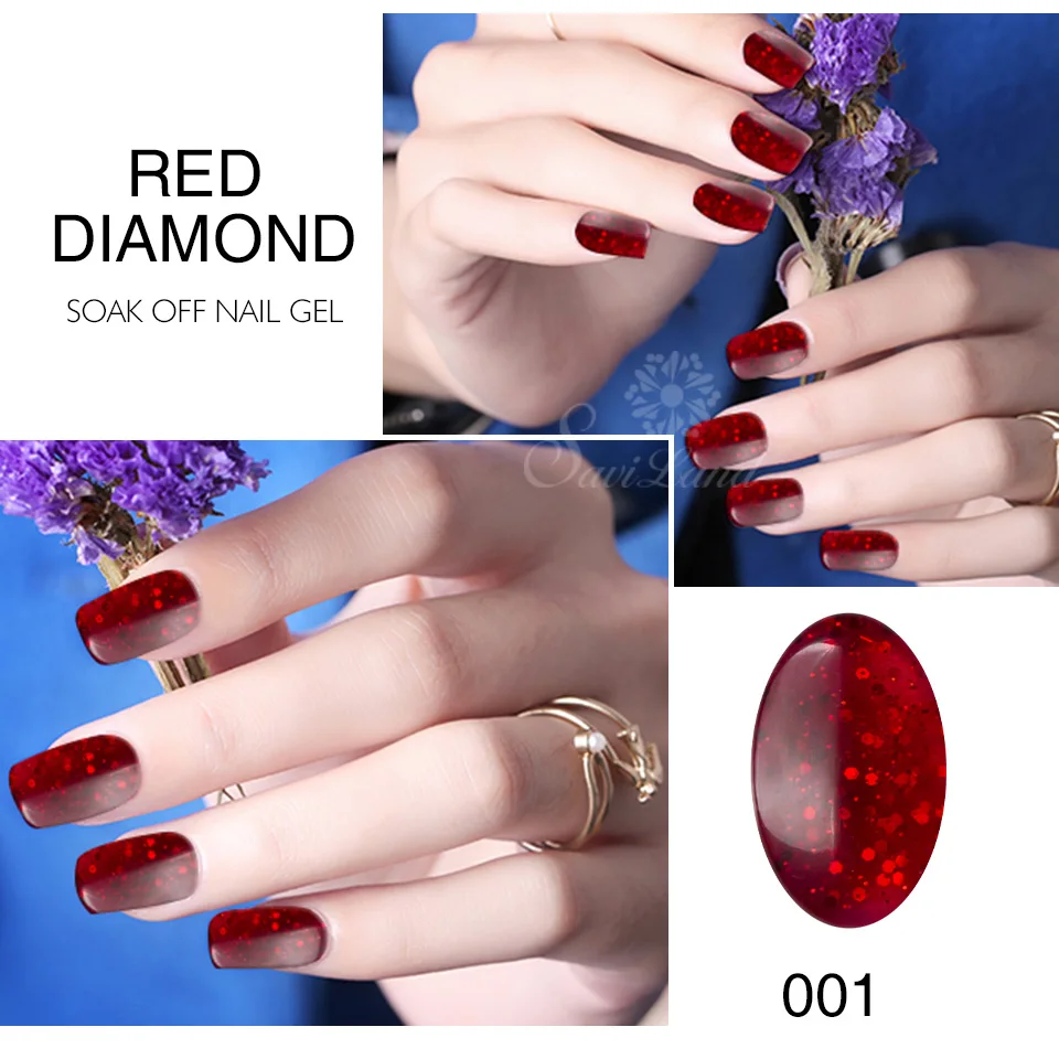 Saviland 8 мл Сияющий фарах красная серия Алмазный гель лак замачиваемый лак Элегантный маникюрный гель для ногтей лак макияж гель для ногтей