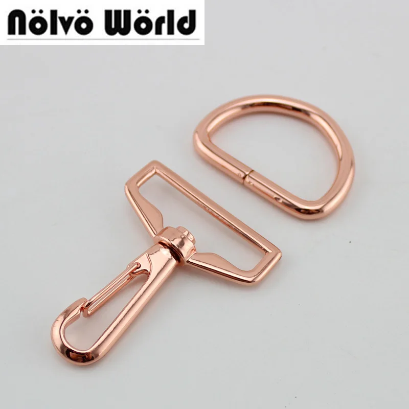 5 pieces rose gold 38mm swivel clip, 38mm non welded d ring for bags