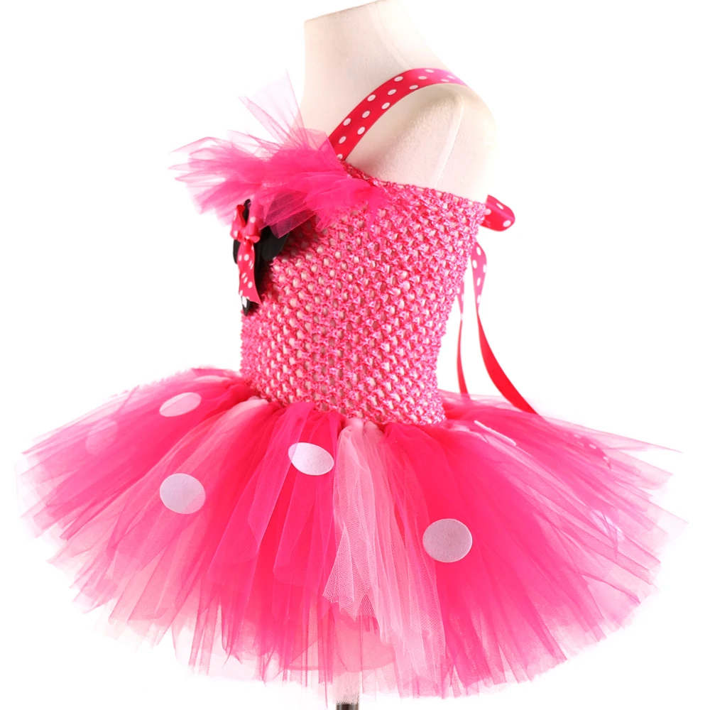 Шикарное платье-пачка с рисунком Минни Маус для девочек, косплей-пачка, повязка на голову, 1 день рождения, Маус, Хэллоуин, детский праздничный костюм, милое платье