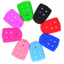 WFMJ Nova Pele de Silicone Proteger Tampa Da Corrente Chave 5 Botões Caso titular Chaveiro para Cadillac Escalade ATS SRX CTS XTS XT5 CT6 ESV