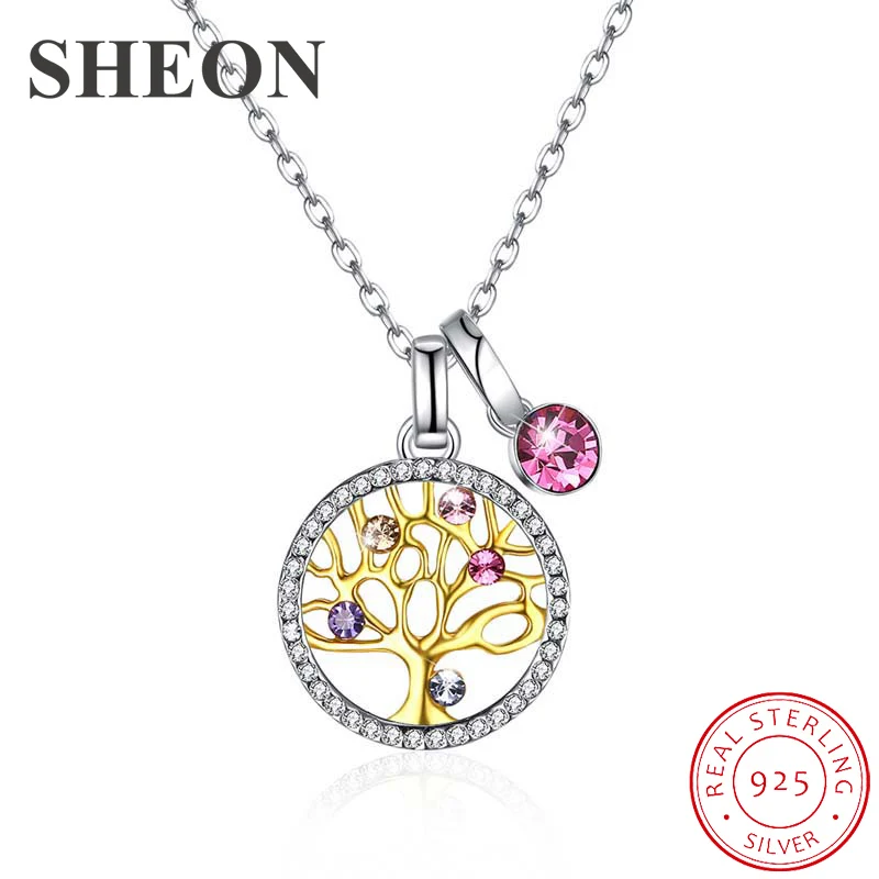 

New design 925 Sterling Silver Tree of Life Austria Crystal Pendant Necklaces fine Jewelry making for women gift free shipping