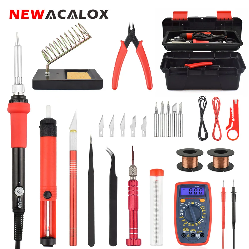 Набор для пайки NEWACALOX паяльная ручка с цифровым мультиметром и клеевым