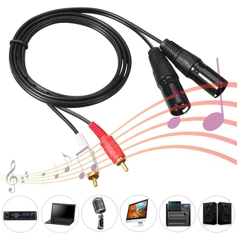HIFI аудиокабель 2 RCA штекер/гнездо на XLR 3 контакта штекер Женский пушечный