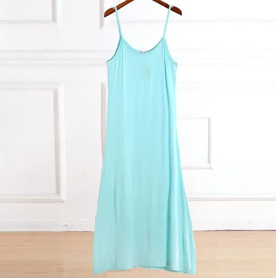 Fdfklak удобное хлопковое Ночное платье, женская сексуальная летняя ночная рубашка с бретельками, женская ночная рубашка, длинная ночная рубашка - Цвет: sky blue