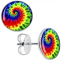 Серьги-гвоздики оптом Tie Dye Swirl серьги из нержавеющей стали шпильки Cheater модные ювелирные изделия 8 мм 10 мм AW5024