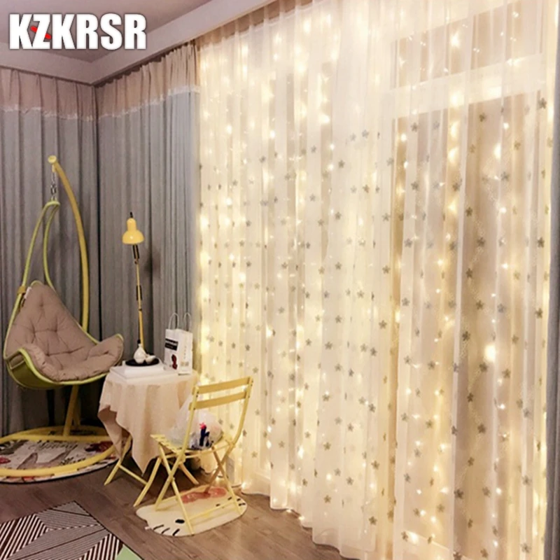 

4.5M x 3M 300 Led New Year Christmas Garland LED String Light Fairy Xmas Party Garden Wedding Decoration Curtain Fairy Lamp