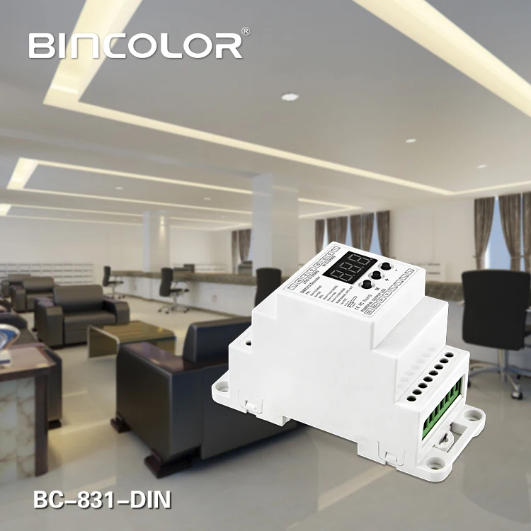 BC-831-DIN DC12-24V вход 10A * 1CH выход, постоянное напряжение din-рейку DMX512 декодер цифровой дисплей трубки для Светодиодные полосы света ленты
