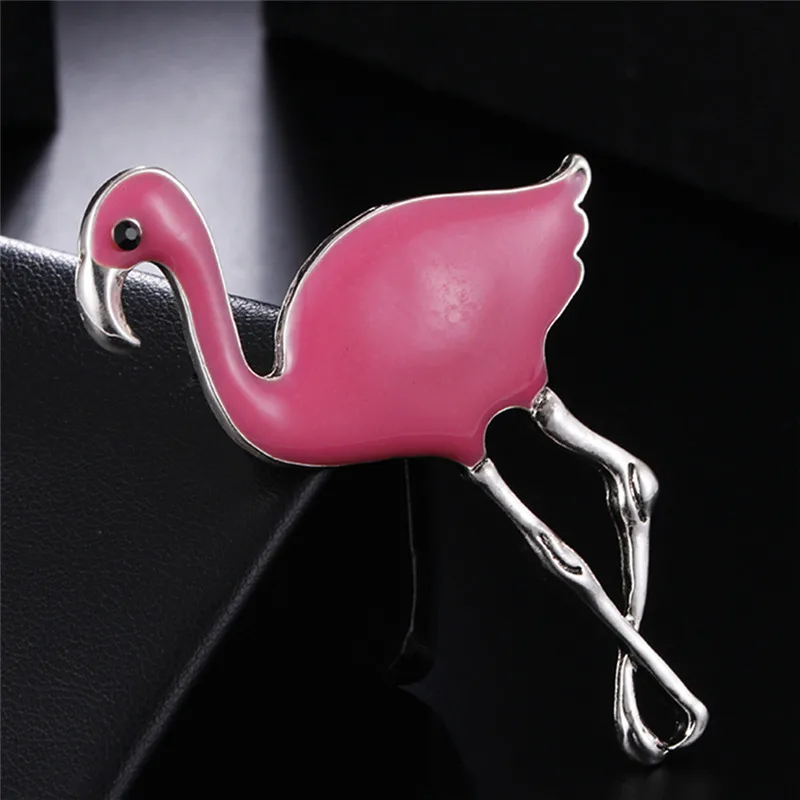 1pc Exclusive Vintage Metal Enamel Flamingo Brooch Pins Women Trendy Woman Brooches Jewelry Accessroies