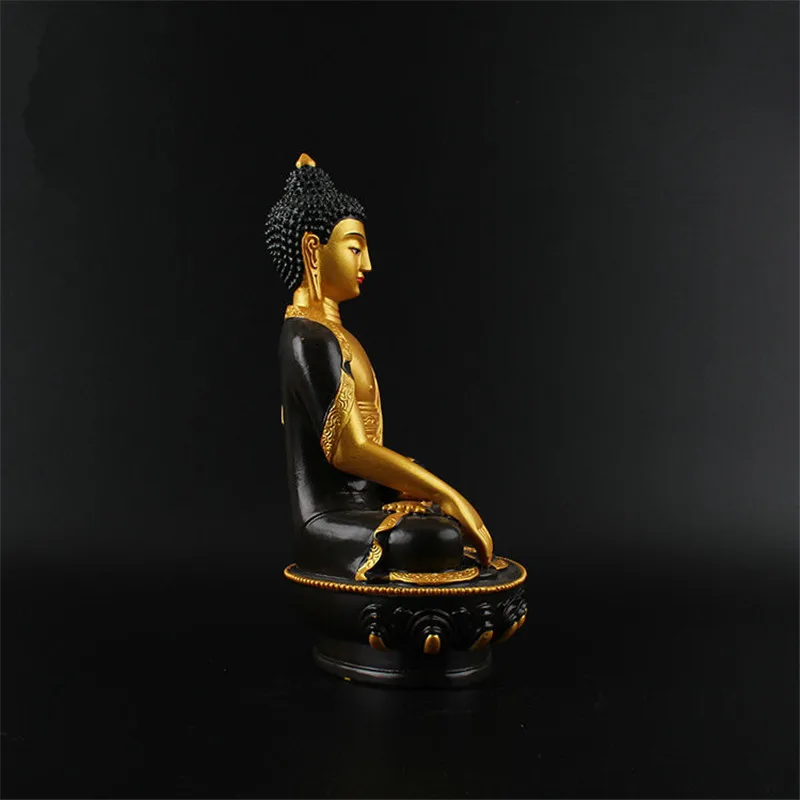 Благоприятная статуя Будды Триратна, статуэтка из смолы, цветная Статуэтка для рисования, 21 см, статуэтка Амитабха, статуэтка Будды, торжественный храм
