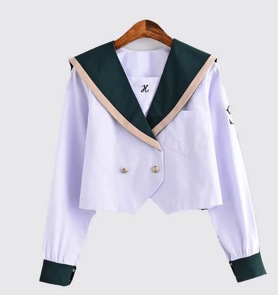 Package F Зеленый японский Jk школьная форма для обувь девочек Embroideried короткий рукав средней школы для женщин Новинка карнавальный костюм матроса косплэй XXL - Цвет: Package F