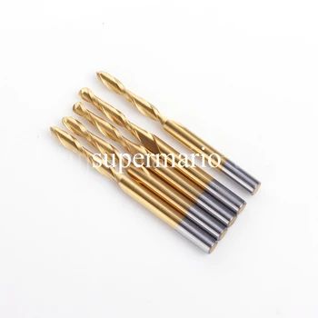

5x 1/8'' Titanium Coated Carbide CNC Two Double Flute Ball Nose Bit 2.5mm x15mm