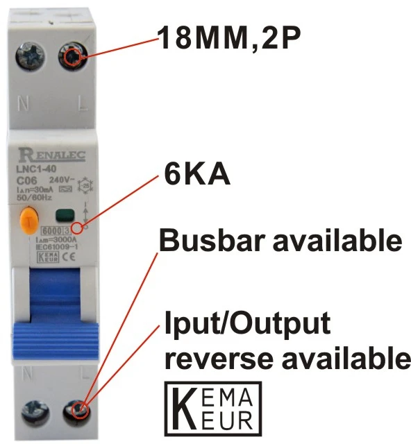 RCBO LNC1 40 6KA 40A Тип KEMA CERTIFIIED|Автоматические выключатели| |