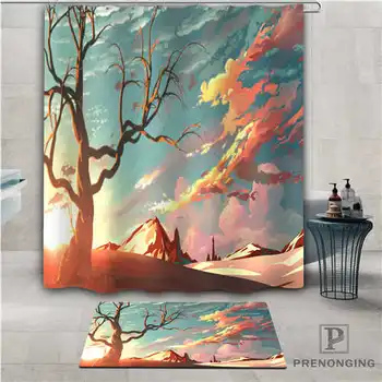 

Custom Hayao Miyazaki painting Waterproof Shower Curtain Doormat Home Bath Bathroom Polyester Fabric Multi Sizes#2019-1-06-17