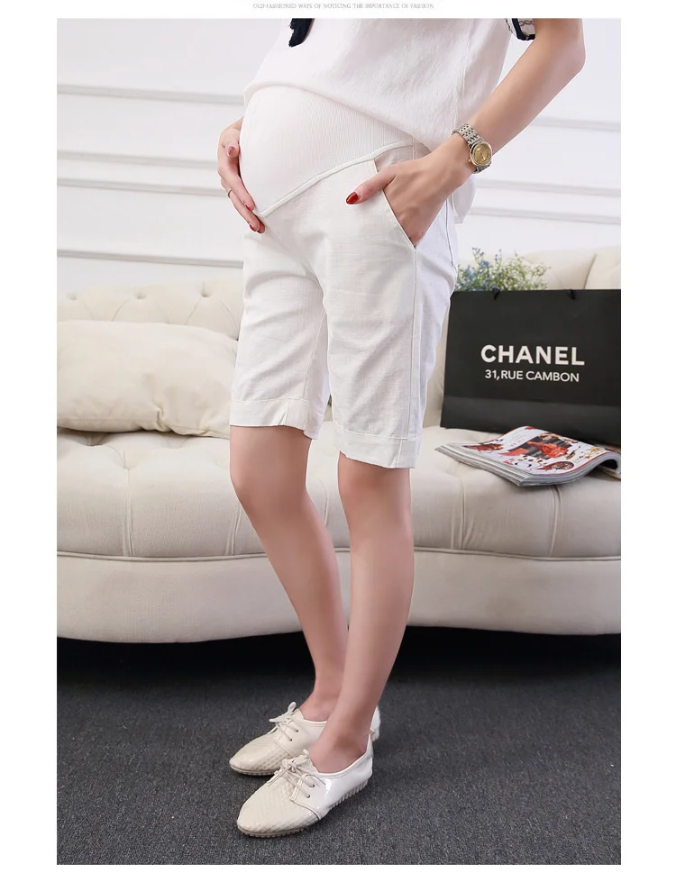 Летние хлопковые и льняные Короткие штаны для беременных женщин; одежда больших размеров; Одежда для беременных; шорты; обтягивающие M-4XL