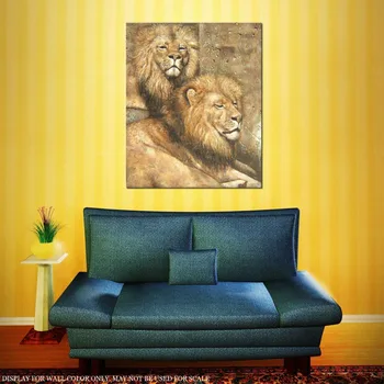 

READY TO HANG CANVAS WALL ART OIL PAINTING MODERN DECOR HAND PAINTED LION ANIMAL