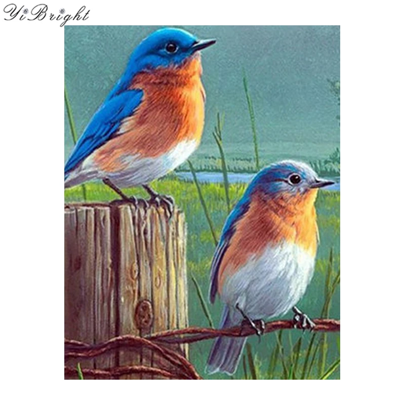 

Diamond Embroidery Full Diamond Paintings Cross-Stitch Rhinestone Mosaic birds on the stakes sticker decoration Decor YQ