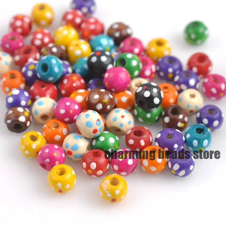 Mixed Color Wooden Round Ball Beads For Clothing decoration10mm 100pcs