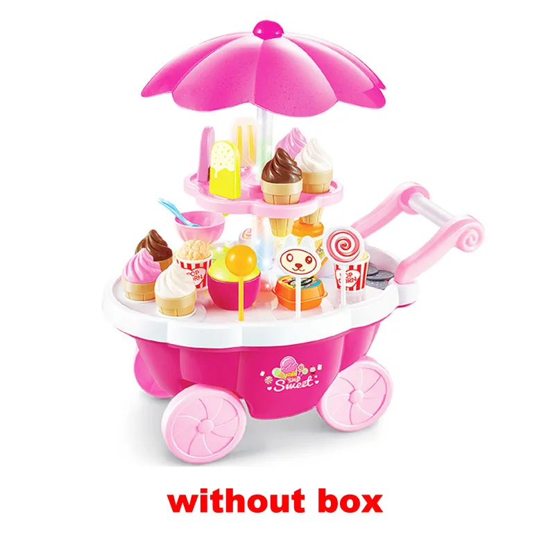 QWZ ролевые игры кухонные игрушки режущий торт ко дню рождения еда для детей мороженое конфеты автомобиль с светильник музыка игрушка для девочек Подарки - Цвет: pink without box