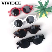 VIVIBEE Классический выбор Винтажные Солнцезащитные очки круглые пластиковые красные оправа маленькие ретро женские солнцезащитные очки для женщин
