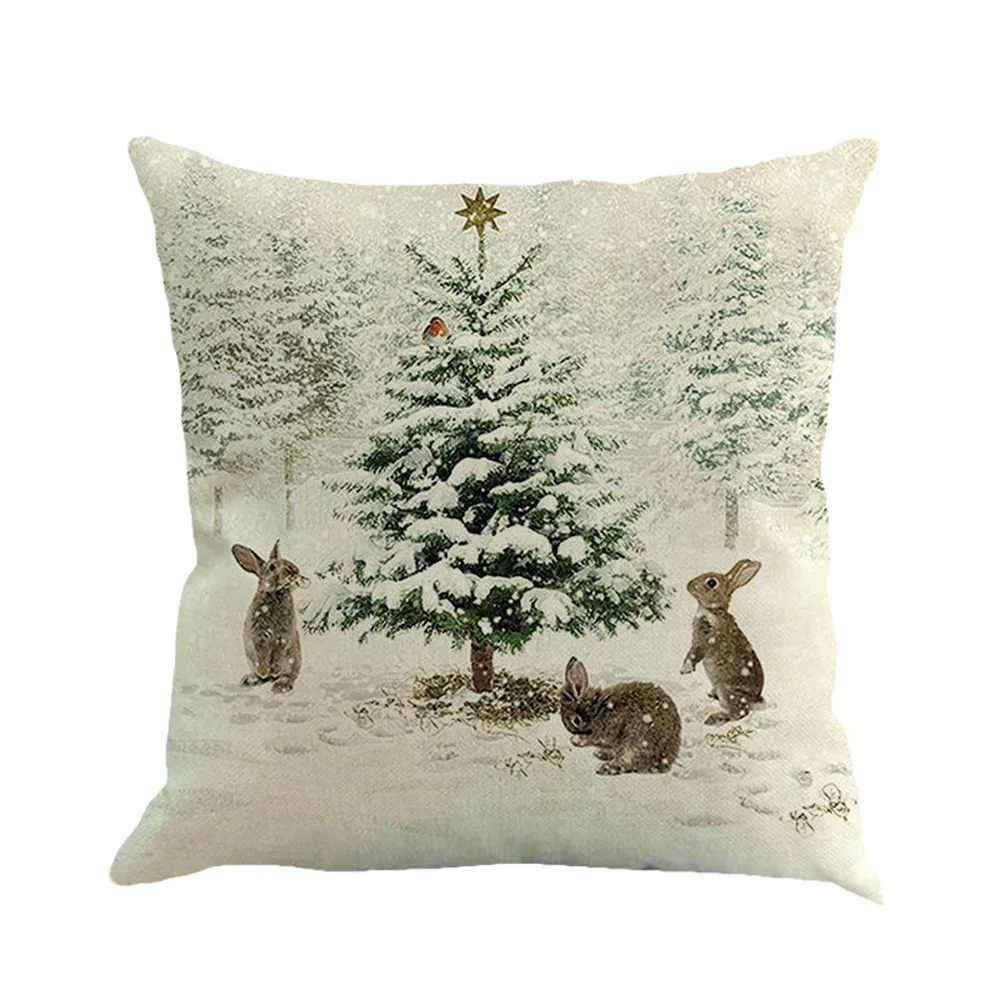 Рождественский олень Снеговик из хлопчатобумажной ткани с узором Подушка Чехол для подушки наволочка автомобиль домашний диван декоративная наволочка# LL