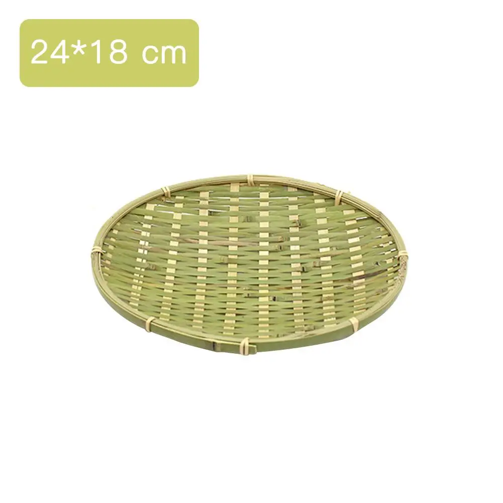 Китайский стиль ручной работы бамбуковая оплетка для хранения Экологичная бамбуковая сито круглое блюдо для закусок Фруктовая корзина для кухни#10 - Цвет: 24   18