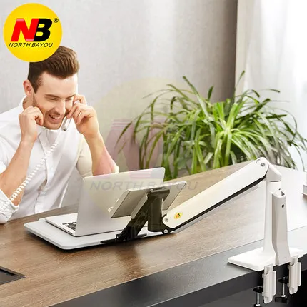 NB FB17 полный стол для работы стоя-сидя поддержка ноутбука складной держатель с пневматической пружиной 11-17 дюймов держатель ноутбука клавиатура-подставка крепление-лоток