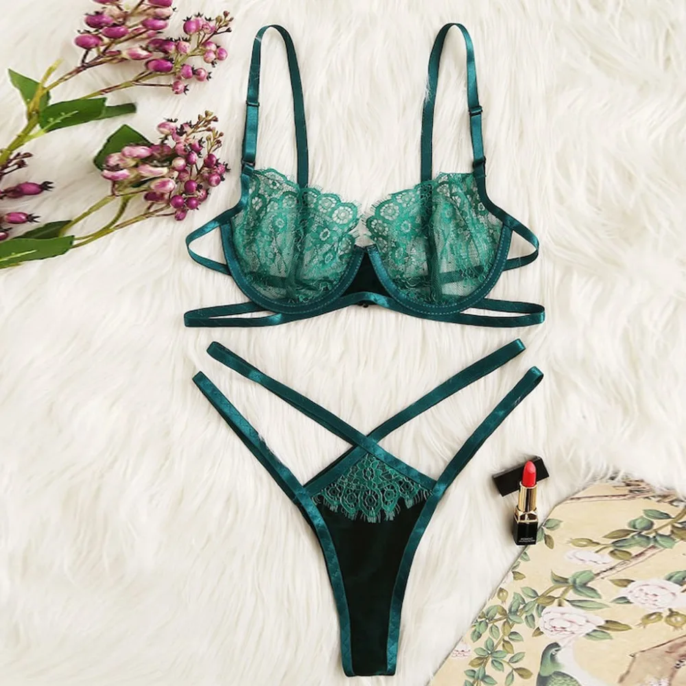 

Summer New Sexy Women Lingerie Set Lace Flower Unpadded Bra Sets Wireless Bra + Panty Underwear Babydoll Sexy Female Floral Bra