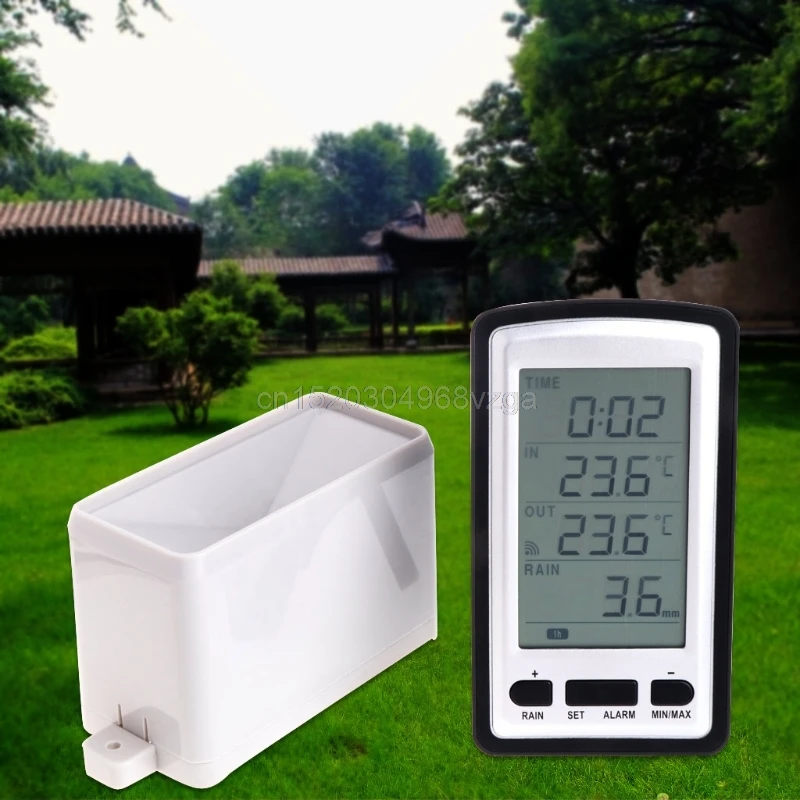 

Wireless Rain Meter Gauge Weather Station indoor/outdoor temperature Recorder #H028# Drop shipping