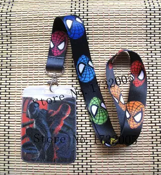 

10pcs spiderman Credit Card Holders Bank Card Neck Strap Card Bus ID holders Identity badge with lanyard key chains