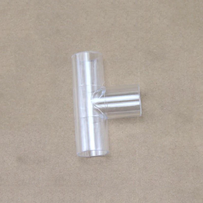 20mm ID Acrylic Transparent Tee Type Tube Joint Pipe Fitting Water