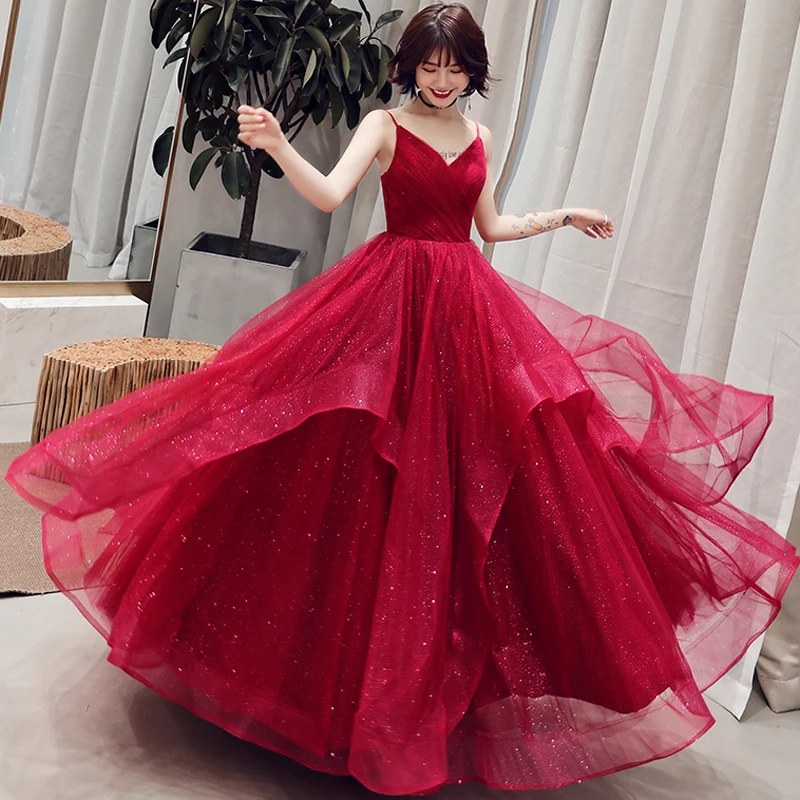 

Plus Sizes Evening Dresses Pretty Spaghetti Strap Ruched Wine red Colors Formal Evening Gown Party Dress Robe De Soiree 2019