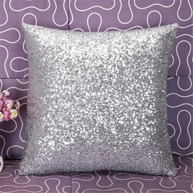 12 Solid Color Glitter Sequins Throw Pillow Case Cafe Home Cushion pillow covers paillette pillowslips quality drop ship