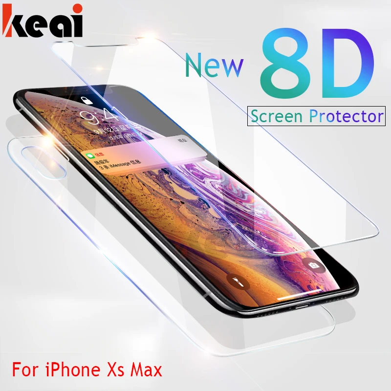 8D Передняя и задняя 2 шт закаленное стекло для iPhone X Xs Max 9H защита экрана на XR