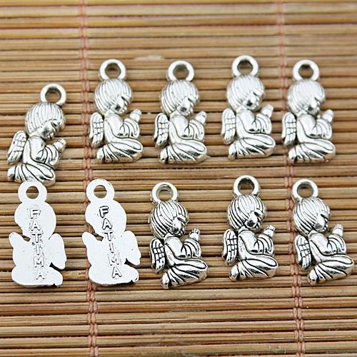 

50pcs Tibetan silver fatimi angel praying charms EF1628