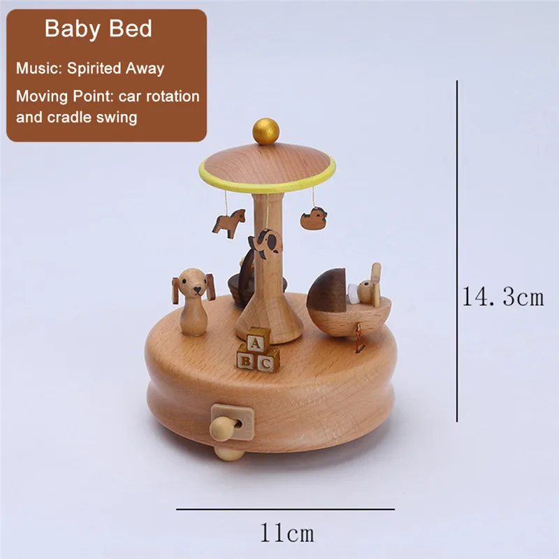 10 Type Wooden Music Box Creative Gift Gifts For Kids Musical Carousel Ferris Wheel Boxes Boxs Navidad Decorations For Home