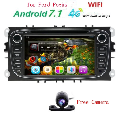 2 din Android 7 1 четырехъядерный автомобильный DVD плеер GPS Navi для Ford Focus Mondeo Galaxy с аудио