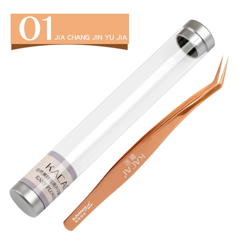 KACAI stainless steel Mink eyelash extension tweezers professional Volume Eye Lashes Tweezers make up tool eyebrow tweezer - Цвет: JIN YU JIA(lenght)