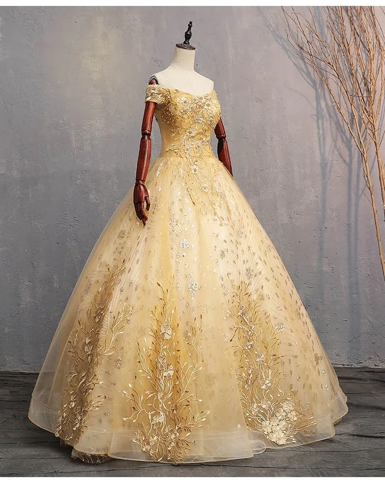 Роскошные золотые бальные платья милые 16 Платья для 15 лет кружевное бальное платье бальные платья Бальные платья для выпускного вечера Vestido 15 Anos