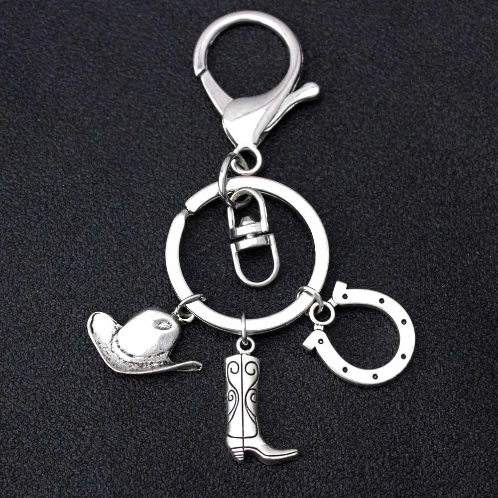 

Cowboy Cowgirl Hats Boots Horseshoe Keychains Best Friends Rudder Compass Key Chain Key Ring Women Men Unisex Keyring Jewelry