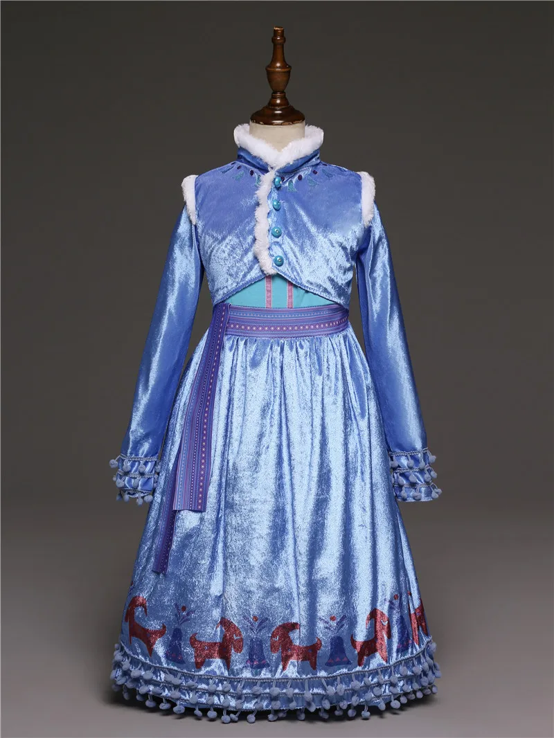 Зимнее платье принцессы для девочек; Детские костюмы на Хэллоуин и Рождество; платье длиной до щиколотки; vestidos largos de fiesta