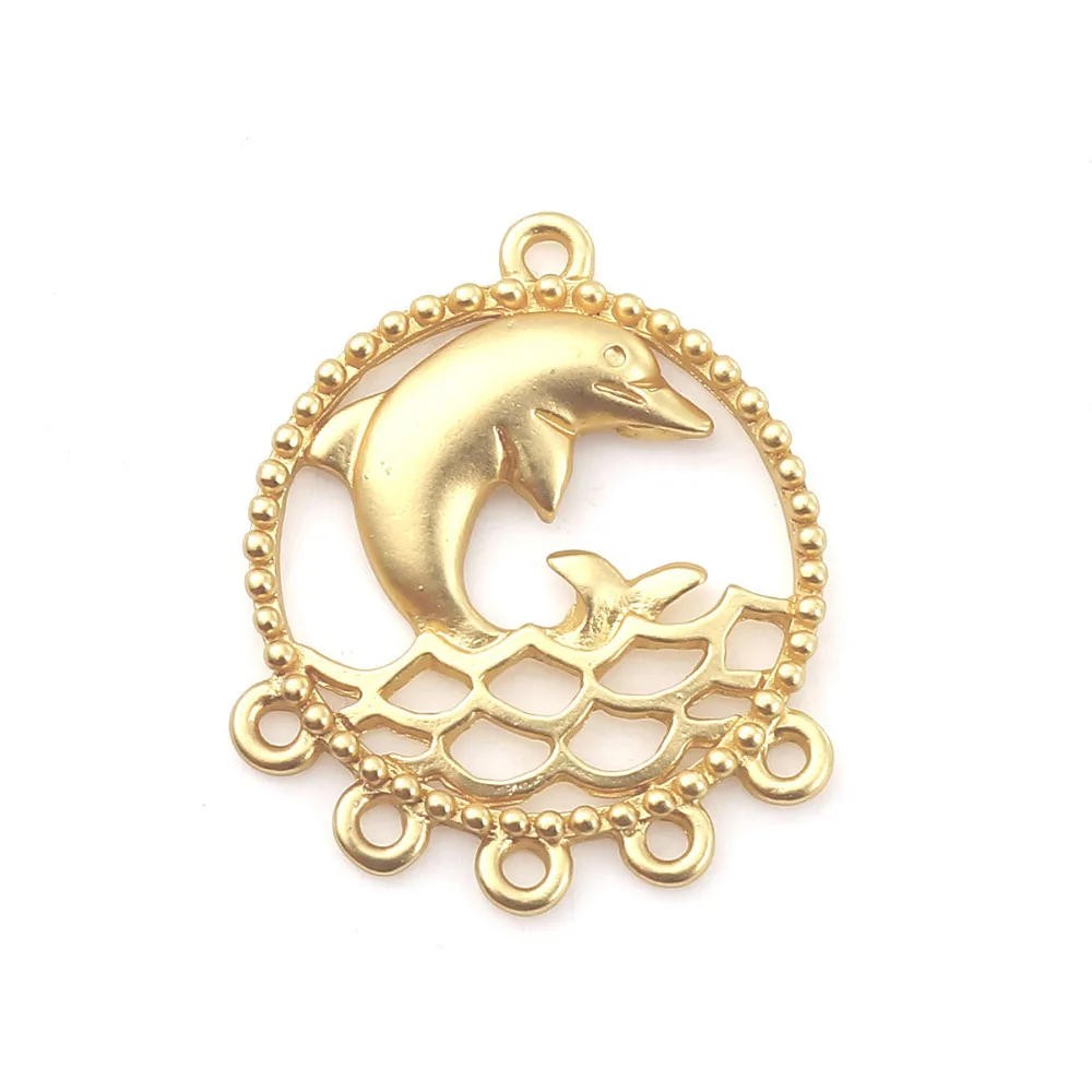 DoreenBeads сплав на основе цинка соединители для люстры Круглый Золотой Цвет Дельфин
