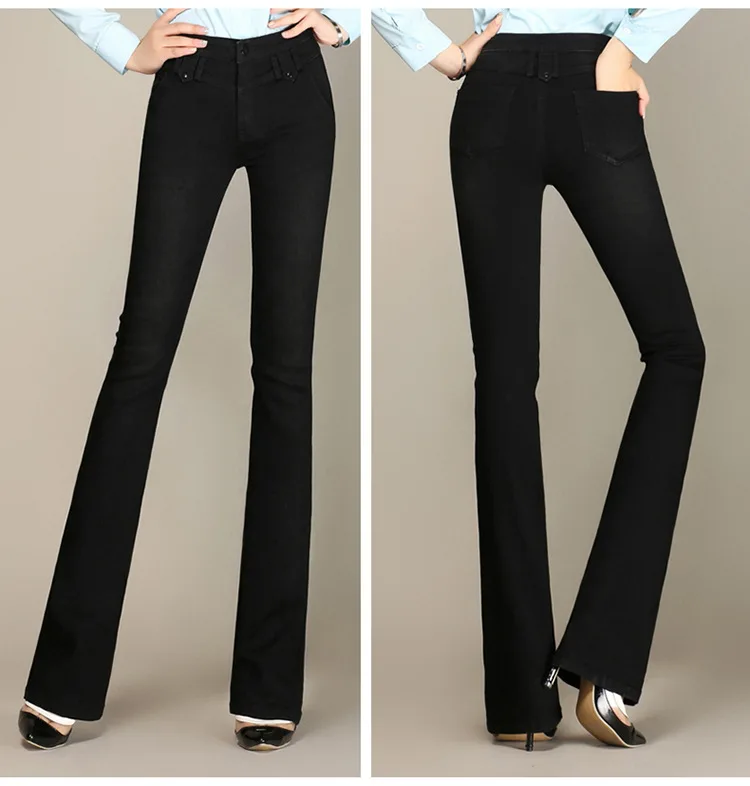 Синий высота талии Bodycon широкие брюки джинсовые расклешенные брюки джинсы Для женщин винтажные женские джинсовые брюки осенние джинсы