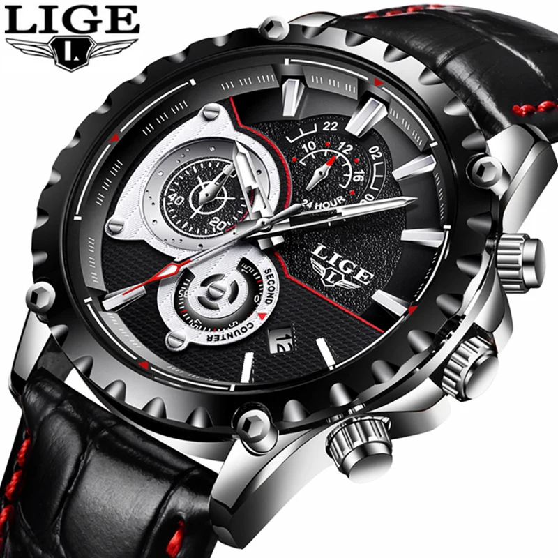 

LIGE Watch Men Fashion Quartz Army Military Clock Mens Watches Top Brand Luxury Leather Waterproof Sport Watch Relogio Masculino