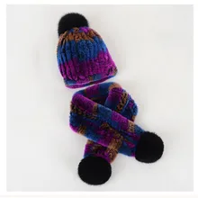 От 1 до 10 лет зимняя меховая шапка для девочек, шапка из натурального меха кролика Рекс, детский меховой шарф, шапка из двух предметов, теплые шапочки, шапка, шарф