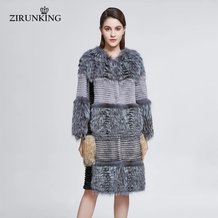 

ZIRUNKING New Square Style Women Real Mink Fur Coat Female Long Natural Fox Fur Parka Lady Warm Winter Fur Outerwear ZC1820