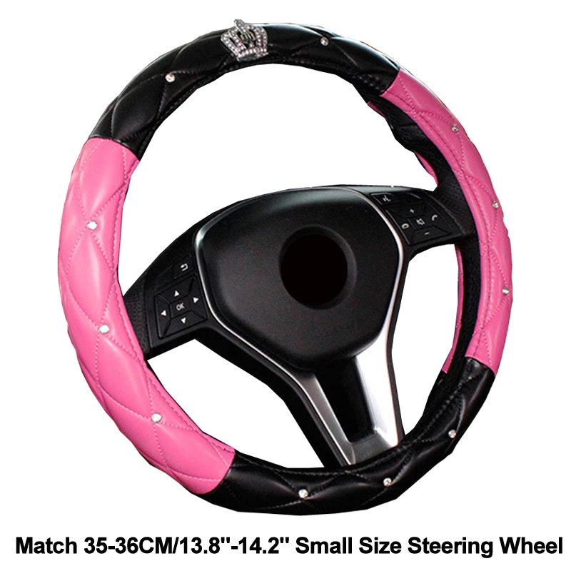 HuiER Car Steering Wheel Cover Only Fit For 35 36CM/13.8" 14.2" Small