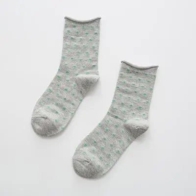 Новинка; женские модные хлопковые свободные носки без пятки в горошек в стиле Харадзюку; 5 пар - Цвет: Серый
