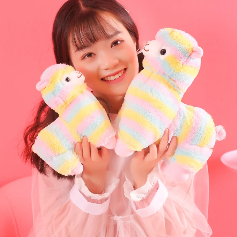 

20cm Rainbow Alpaca Plush Toy 3 Size Dolls For Children High Quality Soft Cotton Baby Brinquedos Stuffed Animals Alpaca For Gift